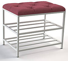 Взуттева банкетка 50см. велюр червоний, каркас білий