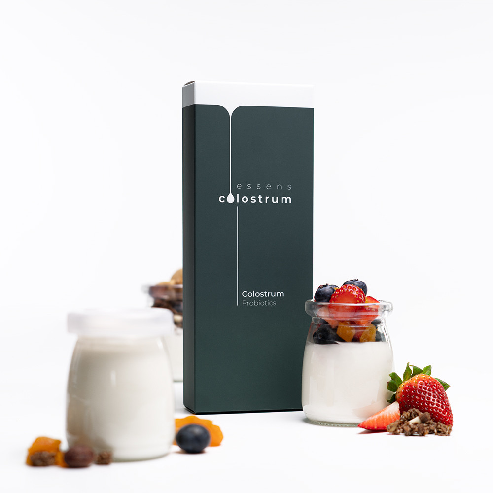 Здоровий йогурт з ESSENS Colostrum Probiotics — 4 штами пробіотиків, синулін і молозиво.