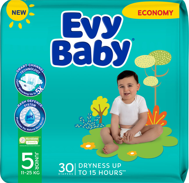 Підгузники дитячі Evy baby junior elastic twin 5 (11-25 кг) 30 шт, фото 1