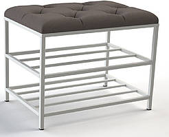 Взуттева банкетка 50см. велюр сіро-коричневий, каркас білий