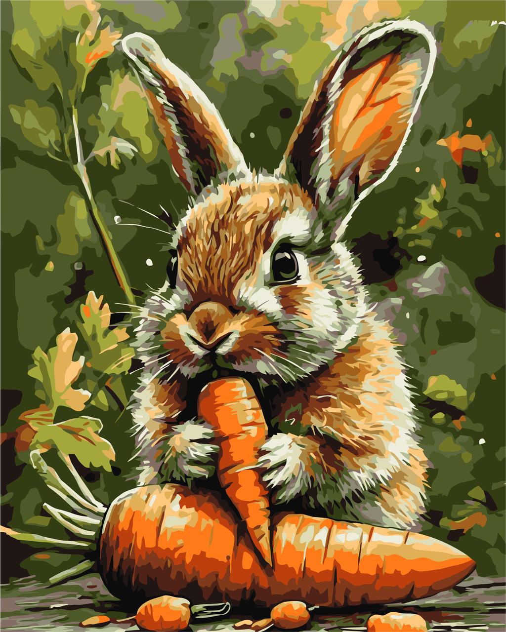 Картина за номерами Тварини. Кролик з морквою 40*50 см Орігамі LW 3507, фото 1