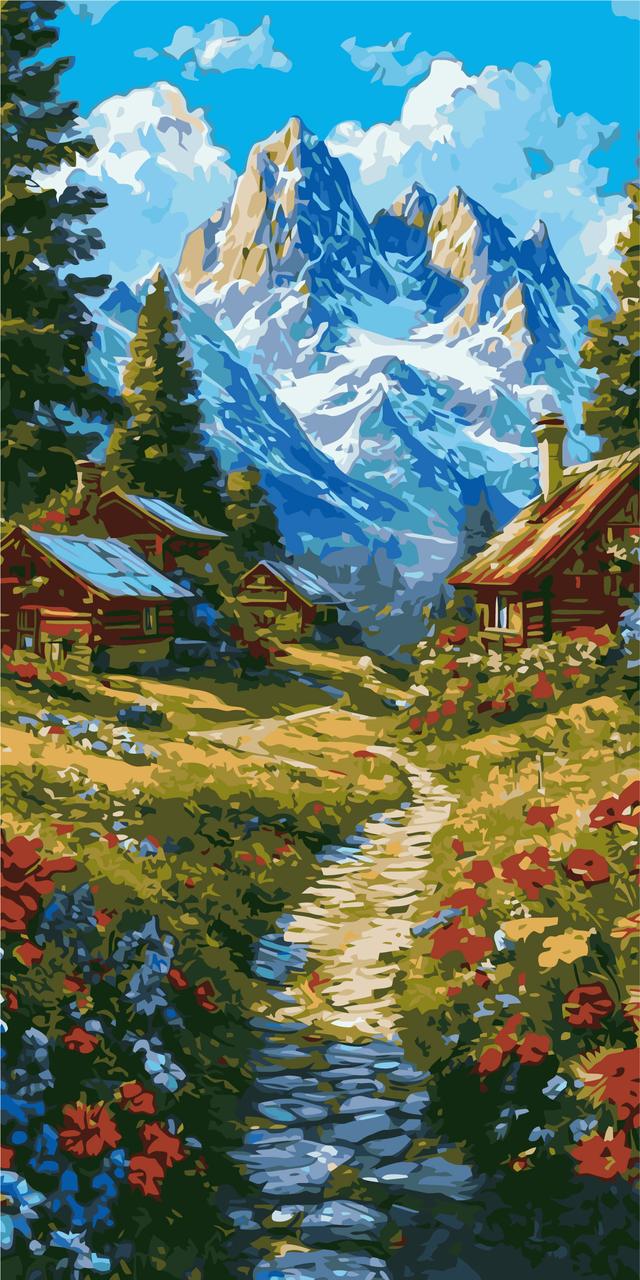 Картина за номерами Пейзаж. Ранкова дорога у гори 40*80 см Орігамі LW 5162, фото 1