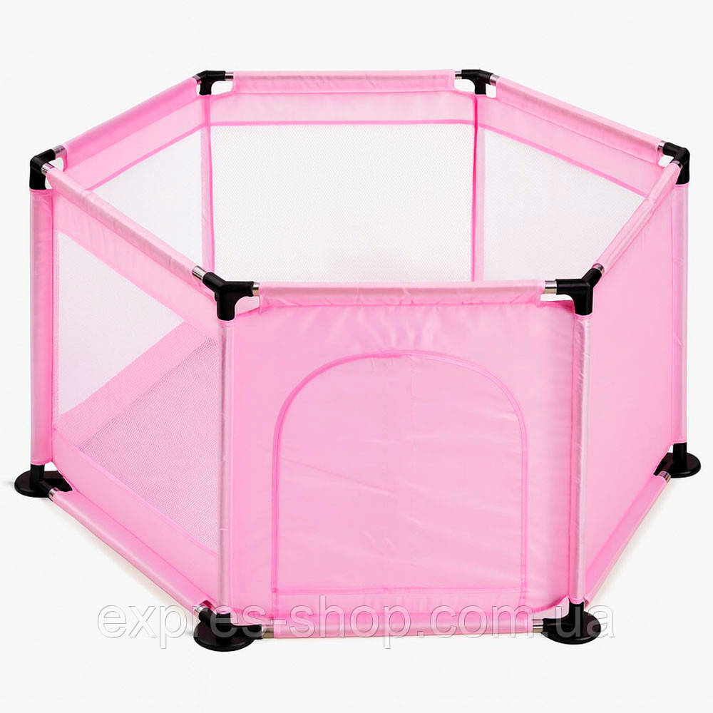 Дитячий складний манеж 126х109х65,5см, Рожевий / Інтерактивний манеж для дітей / Манеж-ігровий майданчик, фото 1