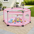 Дитячий складний манеж 126х109х65,5см, Рожевий / Інтерактивний манеж для дітей / Манеж-ігровий майданчик, фото 2