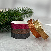 Скотч 1 см декоративний блискучий, 5 шт в упаковці -  Мікс 1