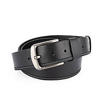 Ремінь чоловічий чорний шкіряний SF-402 (125 см) зі строчкою під джинси