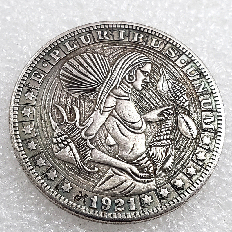 Сувенір монета долар США Банк 1921г "Жінка в мушлях". Hobo Coin American Morgan, фото 1