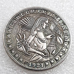 Сувенір монета долар США Банк 1921г "Жінка в мушлях". Hobo Coin American Morgan