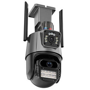 Вулична 4G IP камера V380 P11 360, 8MP, 4G відеоспостереження з автостеженням, IP66 Чорна