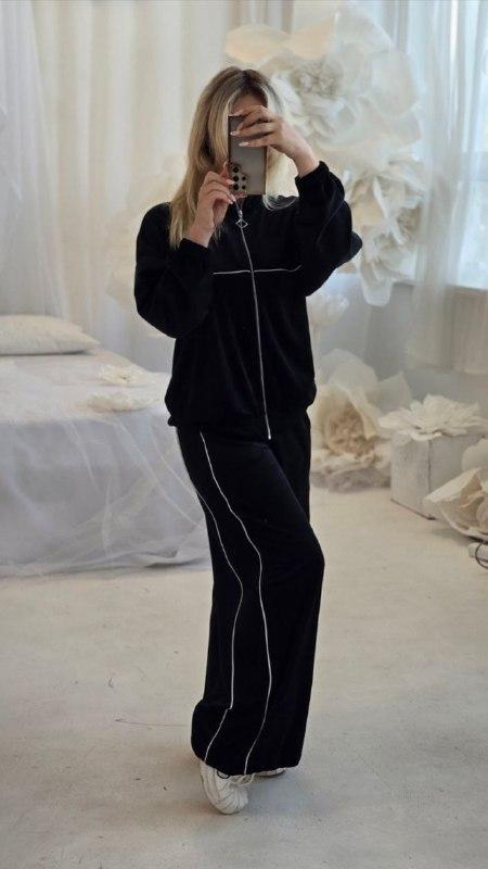 Жіночий спортивний костюм; Колір: чорний і шоколад; Розміри: 46-50, 52-56;, фото 1