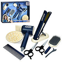 Набір перукаря YLQ 111 (24/2) на батарейках, звук, підсвітка, фен, стайлер, ножиці, щітка та гребінець для волосся, зажими, в