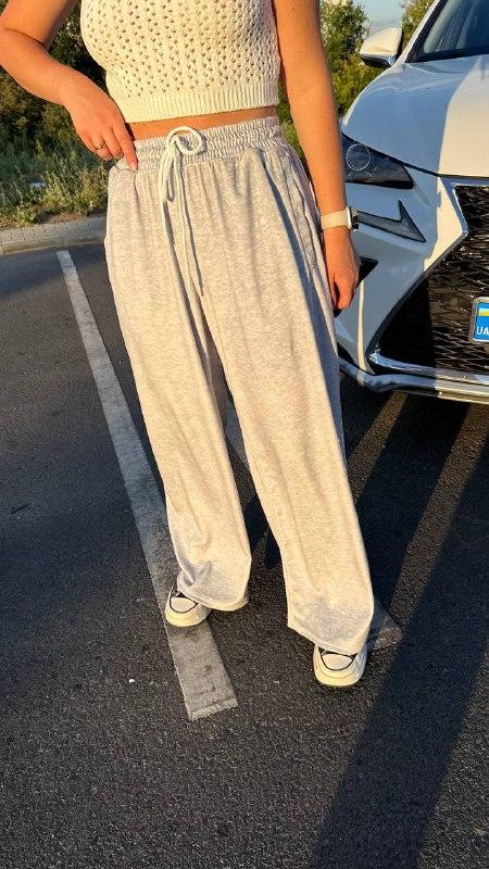 Женские штани oversize палаццо з велюру # 493, фото 1