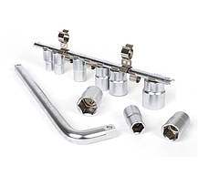 Набір головок торцевих 1/2" 10-24 мм на планці + Г-обр. вороток TOPTUL GAAG1010, фото 5