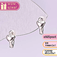Сережки Сердечка серія 925 5х8мм метал сріблястий Корея купити біжутерію дешево оптом в інтернеті