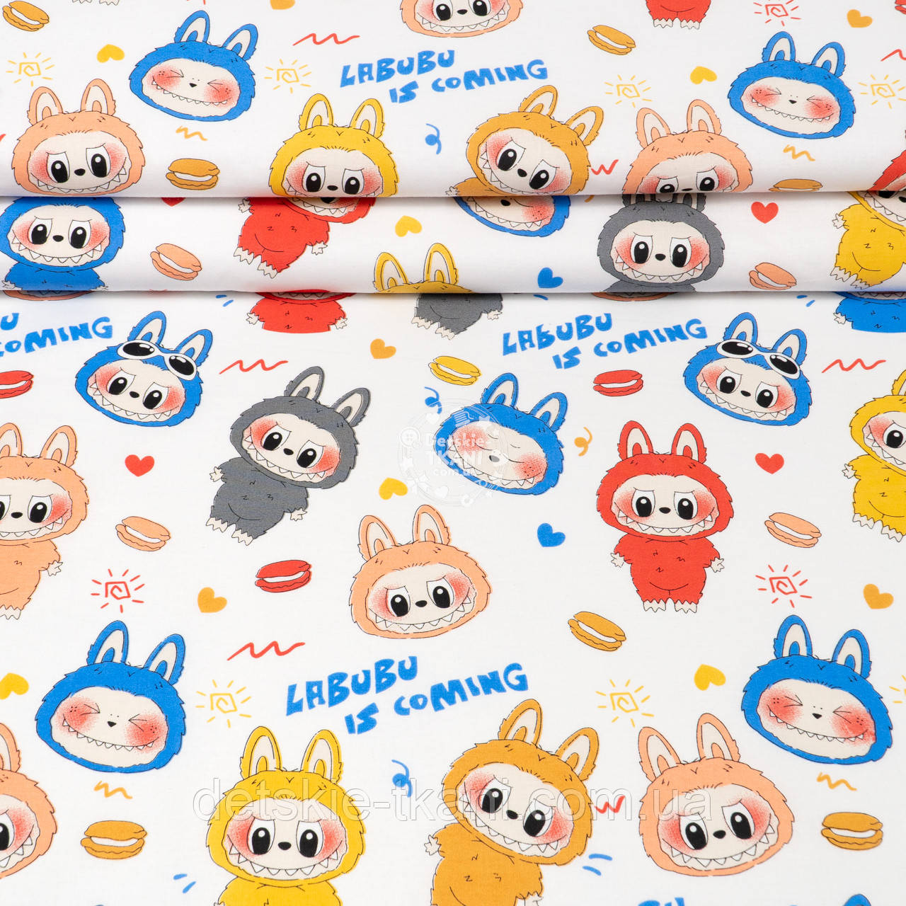 Ранфорс завширшки 240 см "Сині, червоні та жовті монстрики", №5733, фото 1