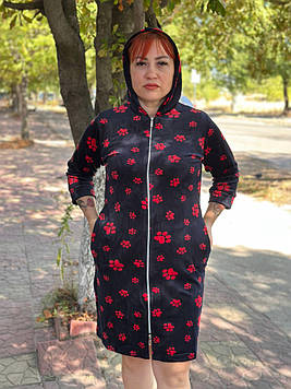 Жіночі велюрові халати "Winso" Туреччина Art: 103 Лапки Червоні 3XL(50-52)