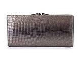 Гаманець жіночий шкіряний лаковий з тисненням під крокодила у подарунковій коробці Сріблястий, фото 2
