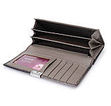 Гаманець жіночий шкіряний лаковий з тисненням під крокодила у подарунковій коробці Сріблястий, фото 3