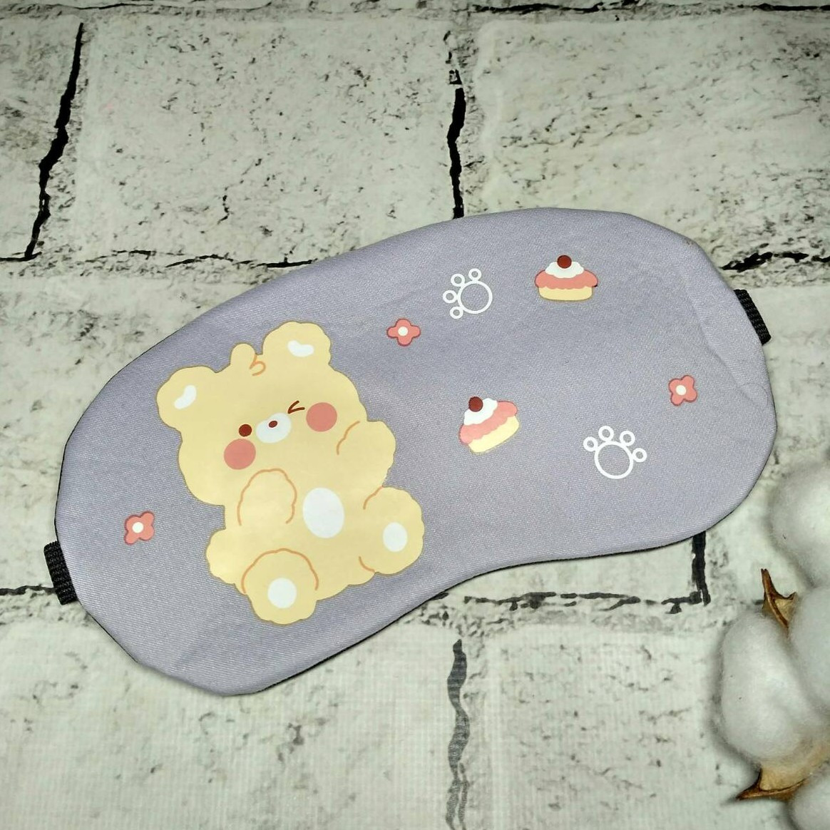 Маска для сну Ведмедик 19х9 см Сіра 20247-2