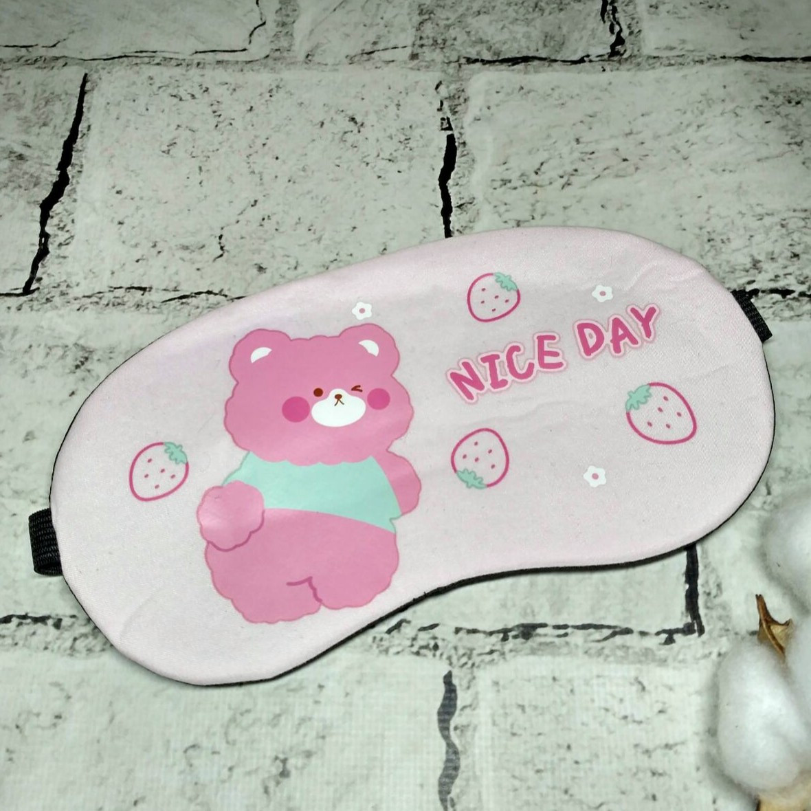 Маска для сну Ведмедик 19х9 см Рожева 20247-4