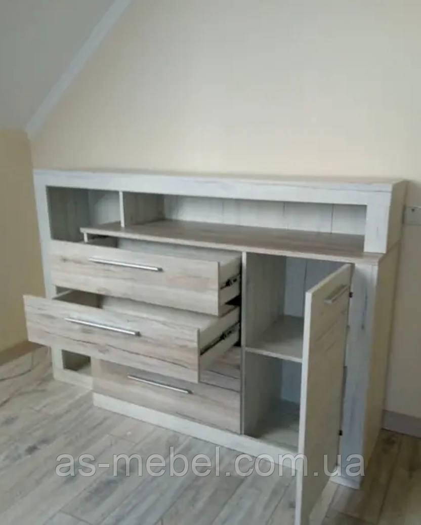 Комод 1Д4Ш Кім 161 см з ящиками та полицями Дуб Крафт Білий/ Сан Ремо, фото 1