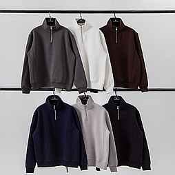 Чоловіча однотонна кофта зі змійкою на горловині