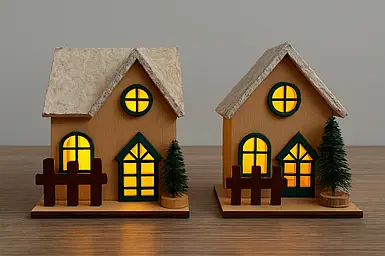 Рідвяні будиночки сувенірні з підсвіткою LED на батарейках. Набір подарунковий новорічний сувенір
