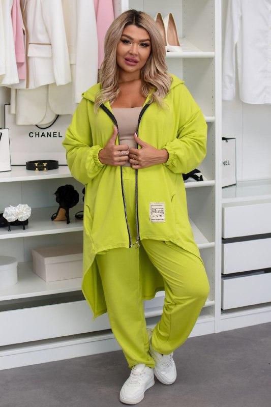 Жіночий спортивний костюм; Колір: рожевий, салатний, джинс, шоколад; Розміри: 50-52, 54-56, 58-60 ;, фото 1