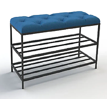 Банкетка для взуття 50см. велюр синій, каркас чорний