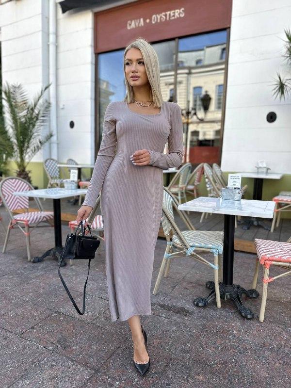 Жіноче плаття міді; Колір:молочний, синій, бежевий; Розміри: 42-44, 46-48;, фото 1