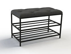 Банкетка для взуття 50см. велюр чорний, каркас чорний