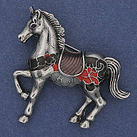 Брошка кулон Кінь емаль сріблястий метал 48х44мм+- купити біжутерію дешево оптом в інтернеті