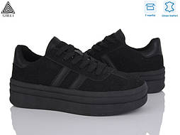 Стильні жіночі замшеві кросівки в чорному кольорі