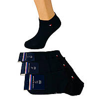 Шкарпетки чоловічі 12 пар демісезонні спортивні укорочені з бавовни Tommy_Hilfiger розмір 43-46 чорні