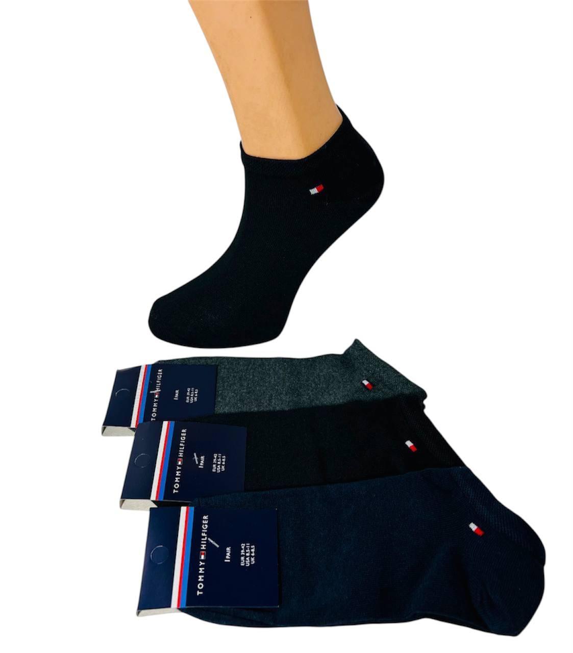 Шкарпетки чоловічі 12 пар демісезонні спортивні укорочені з бавовни Tommy_Hilfiger розмір 39-42 темний мікс кольорів