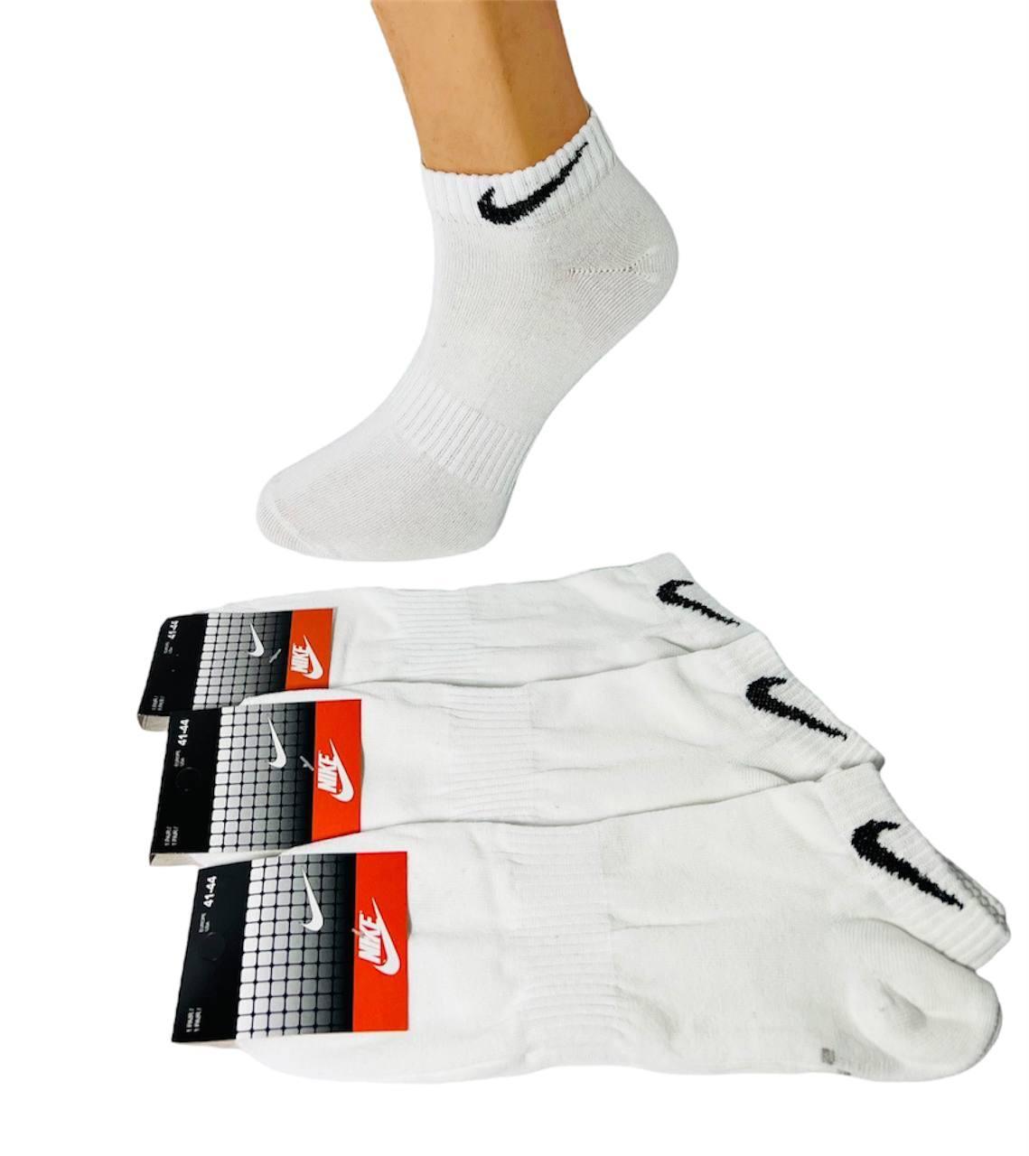 Шкарпетки чоловічі 12 пар демісезонні спортивні укорочені з бавовни Nike розмір 41-44 білі