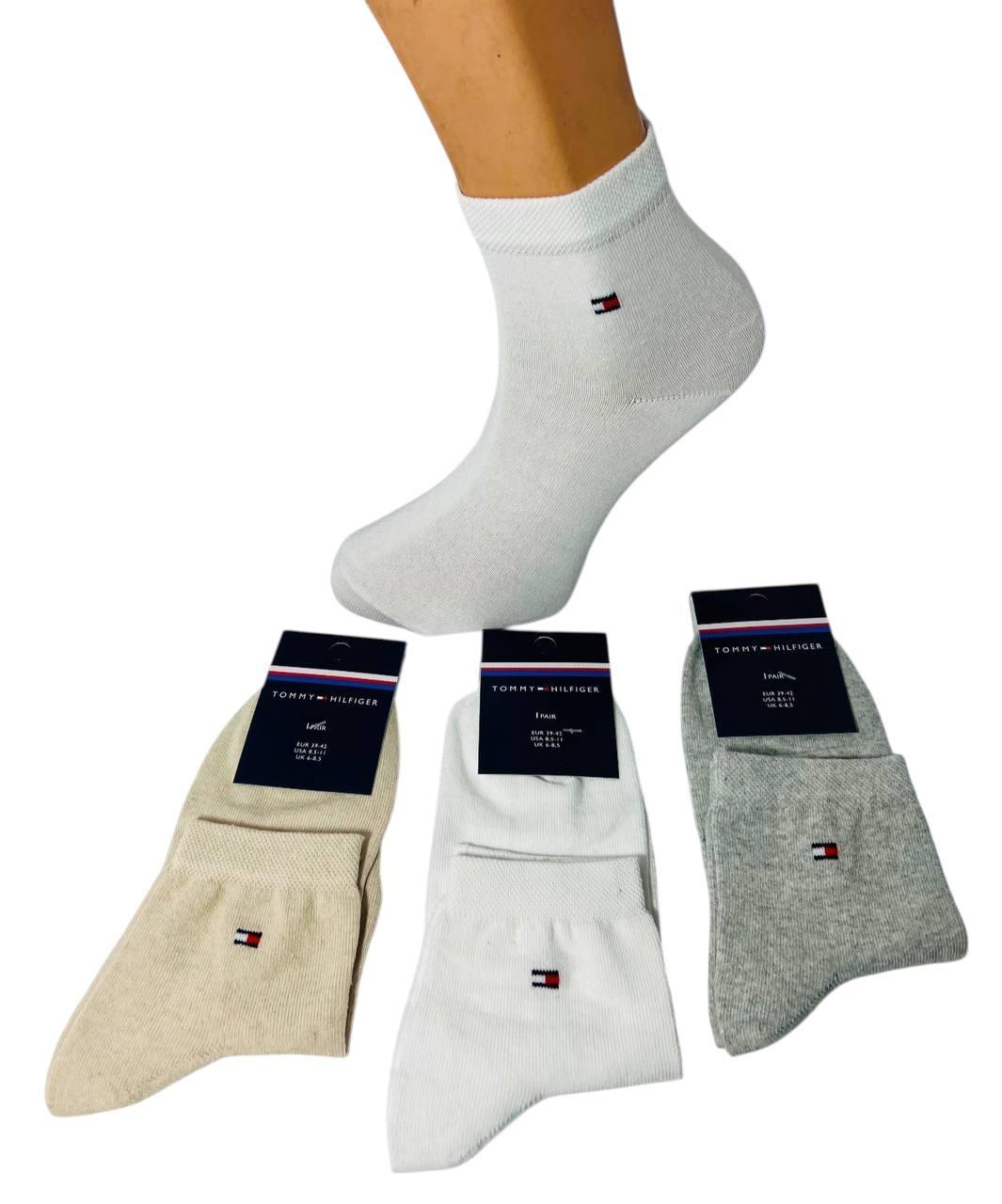 Шкарпетки чоловічі 12 пар демісезонні спортивні середні з бавовни Tommy_Hilfiger розмір 39-42 світлий мікс кольорів