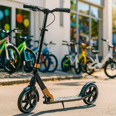 Самокат вуличний двоколісний транспорт для підлітка і дорослого з фарою/PU колеса гальмо і підніжка Жовтий