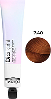 Безаміачний напівперманентний фарбник L'Oreal Professionnel Dia Light 7.40 Блондин глибокий мідний 50 мл