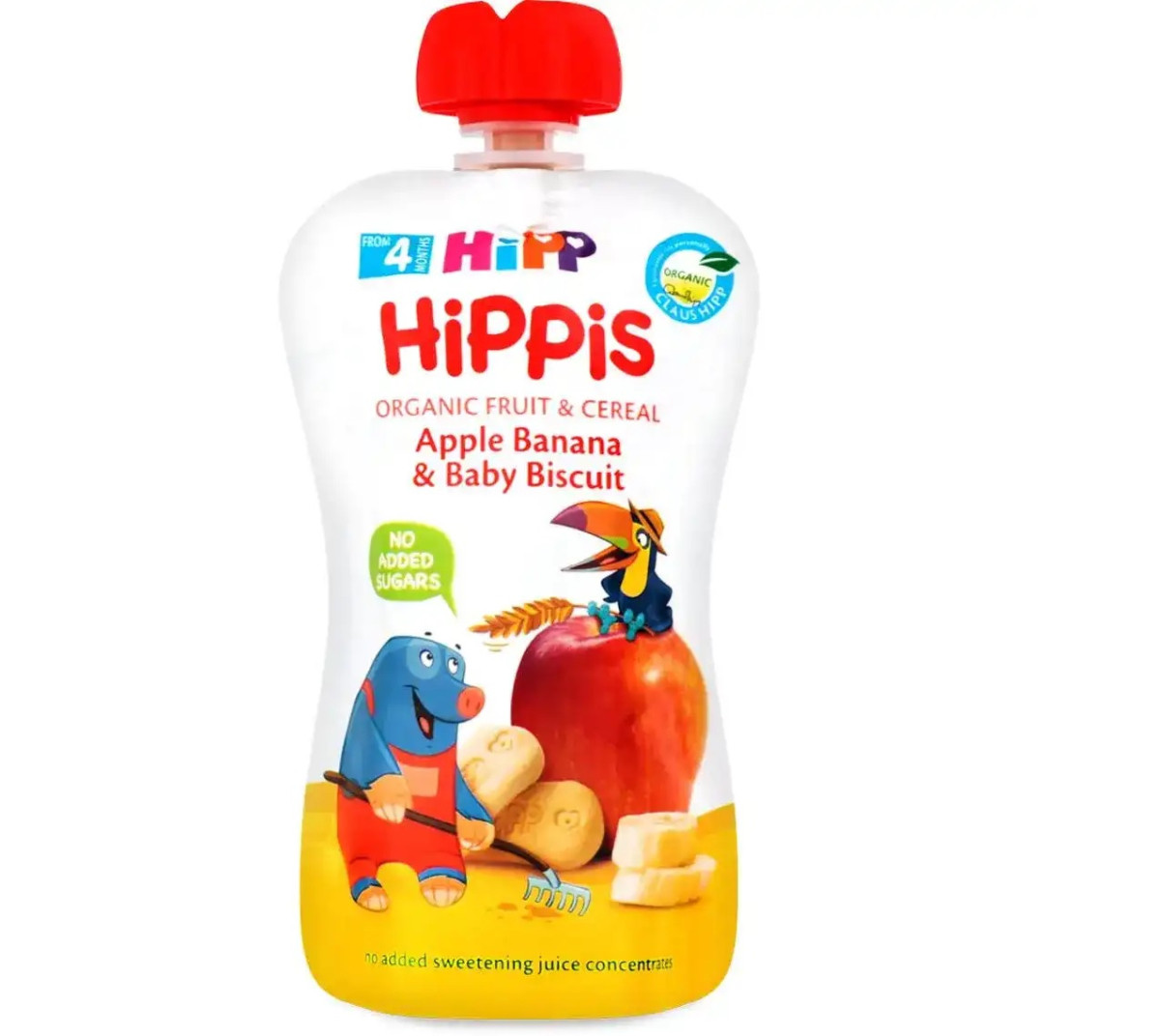 Пюре Фруктове HIPP Органік Яблуко, банан з дитячим печивом з 6 місяців, 100гр.(Хіпп), фото 1