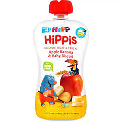 Пюре Фруктове HIPP Органік Яблуко, банан з дитячим печивом з 6 місяців, 100гр.(Хіпп)