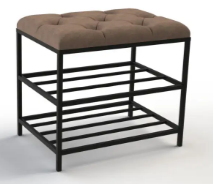 Банкетка для взуття 50см. велюр коричневий, каркас чорний