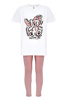 Комплект для дівчаток: леггінси та футболка з ведмедиком German Volf 116(см) Білий/рожевий (118205)