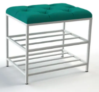 Банкетка для взуття 50см. велюр смарагдовий, каркас белий