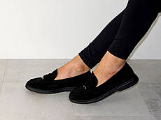 Лофери класичні замшеві жіночі чорні