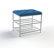 Банкетка для взуття 50см. велюр синій, каркас білий