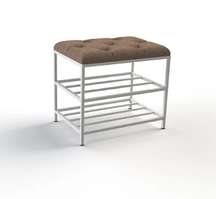 Банкетка для взуття 50см. велюр коричневий, каркас білий