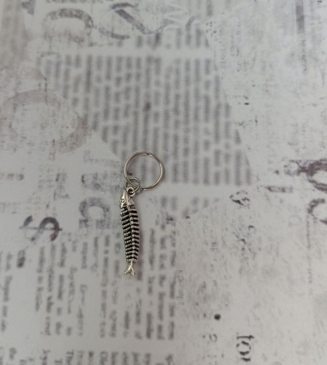 Пірсинг кільце з декором "Риба" металева прикраса для афрокос аксесуари для зачісок дред, фото 1