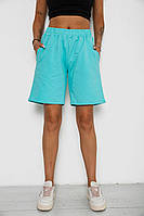 Блакитні жіночі трикотажні шорти вільного крою на резинці з кишенями