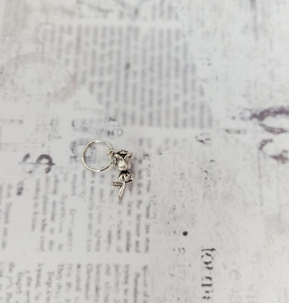 Пірсинг кільце з декором "Троянда" металева прикраса для афрокос аксесуари для зачісок дред, фото 1